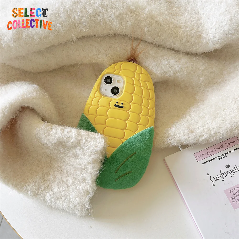🌽3D Corn iPhone Case|Cute Y2K Veggie Cartoon Case 🥦✨ |