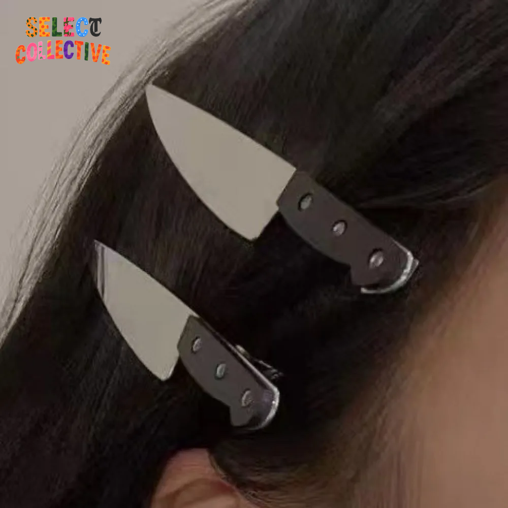 🔪🖤 Killer Style Hair Clips – Gothic Knife Barrettes (2PCS) ⚡✨