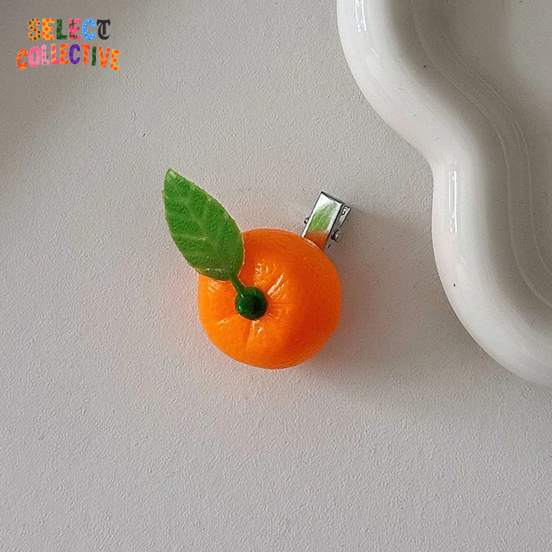 🍓🍊 Fruit Frenzy Hair Clips – Cute Strawberry & Orange Resin Pins ✨💖