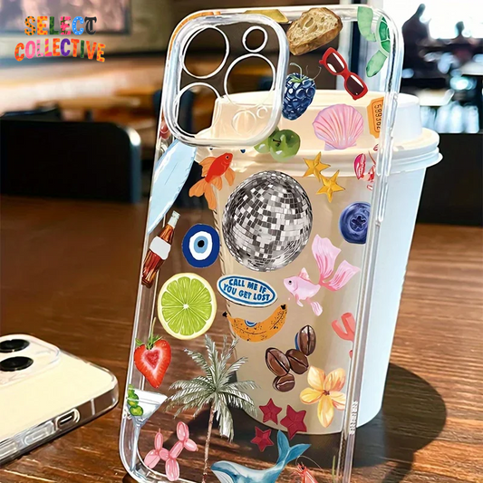 🍓🪐 | Colorful Vacation-Core Shockproof Cover for iPhone