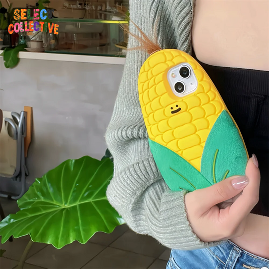 🌽3D Corn iPhone Case|Cute Y2K Veggie Cartoon Case 🥦✨ |
