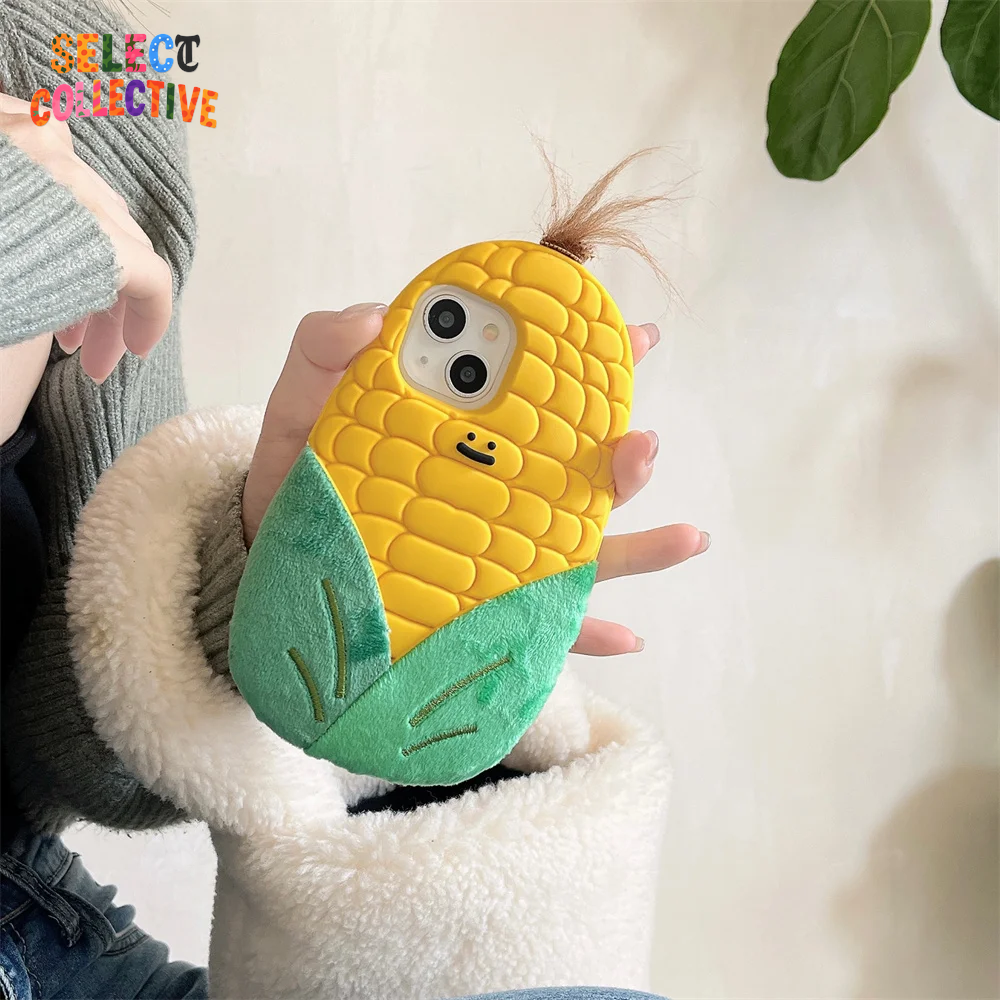 🌽3D Corn iPhone Case|Cute Y2K Veggie Cartoon Case 🥦✨ |