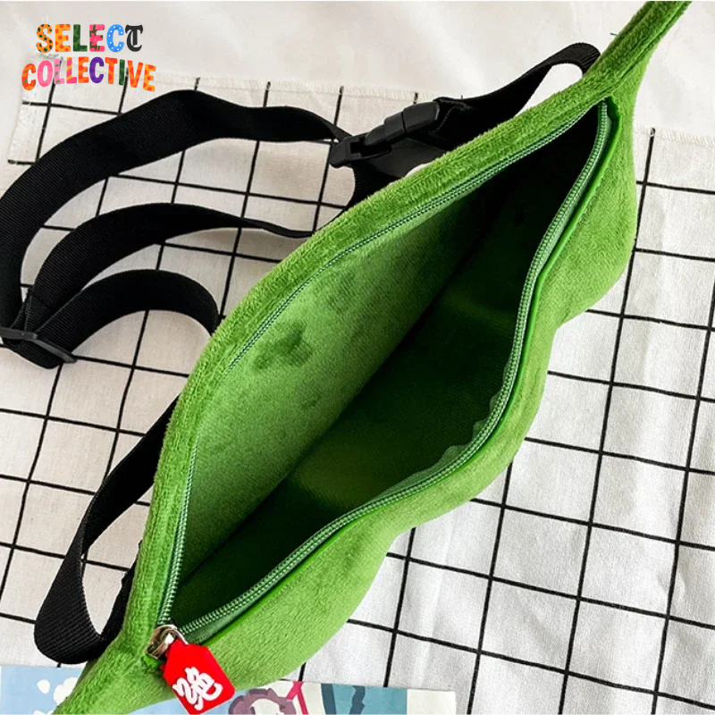 🌱✨ Edamame Plush Crossbody – Peas In a Pod Messenger Bag 💚