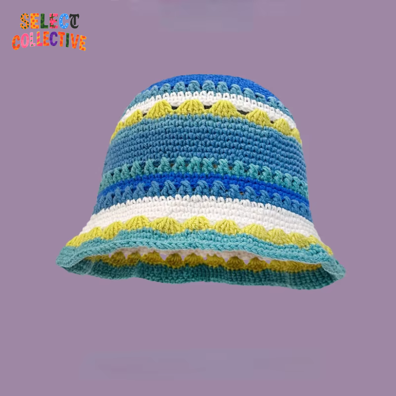 🔥 Crochet Chaos 🌼 Y2K Autumn/Winter Handmade Flower Bucket Hat 🧢✨