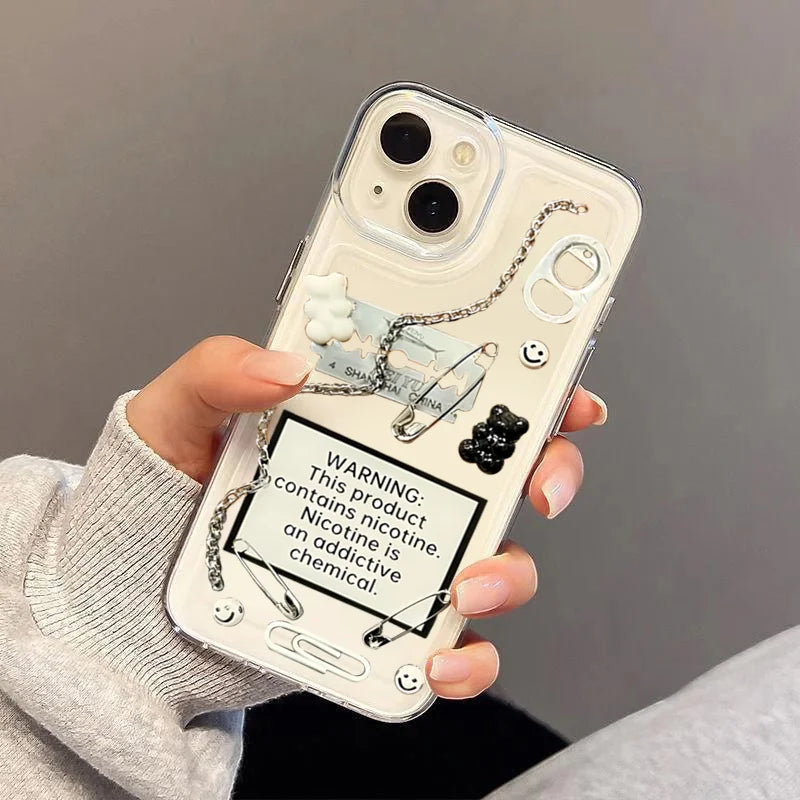 ⚡🖤 Edgy Grunge Punk iPhone Case| Resin Metal with Gum + Safety Pins Punk Rock Alt Aesthetic 🕷️