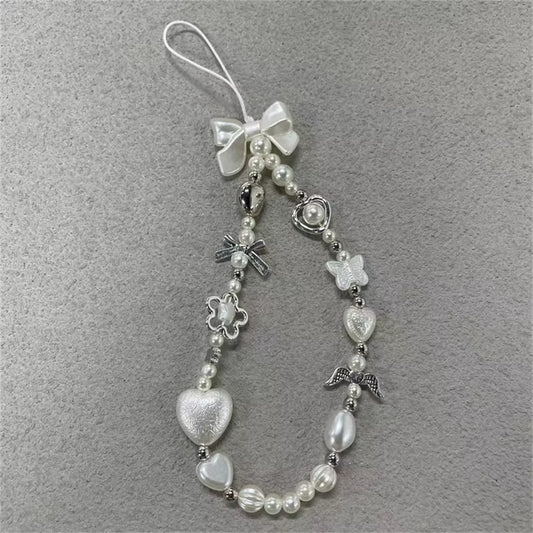 Coquette Bow Beaded Phone Charm 🎀💐 | Baroque Pearl & Flower Chain Lanyard for iPhone & Samsung | Feminine Phone Jewelry Pendant
