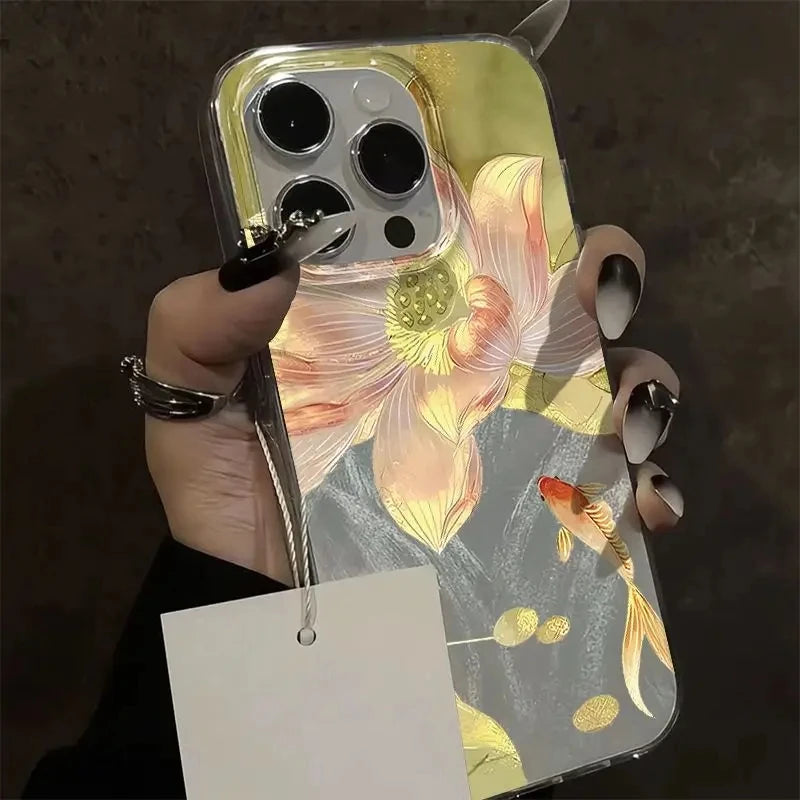 Golden Lotus Koi Phone Case ✨🌸🐟 | Shiny Tranquil Pond Design for Samsung Galaxy
