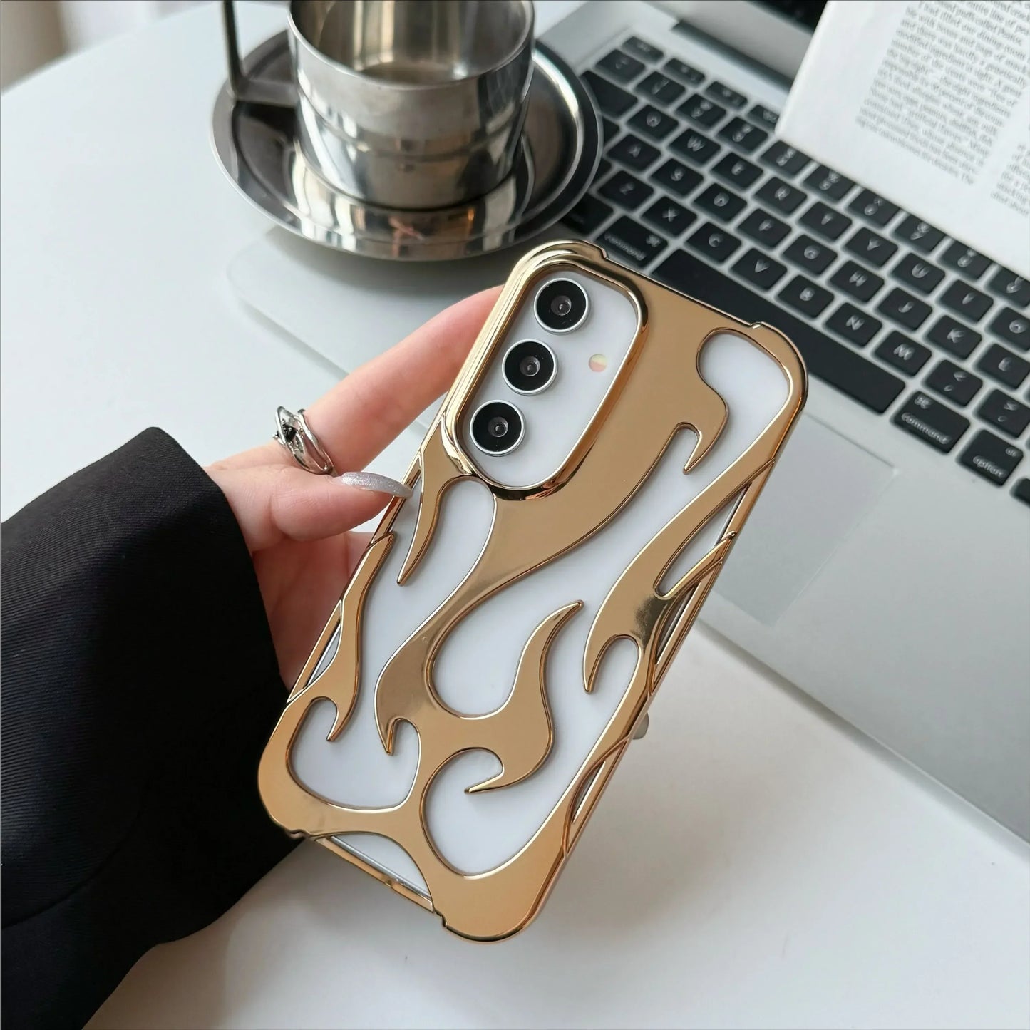 🔥⚡ 3D Flame Samsung Case – Hollow Shockproof Cover for Galaxy Ultra ✧ Bold Y2K Fire Aesthetic 🔥