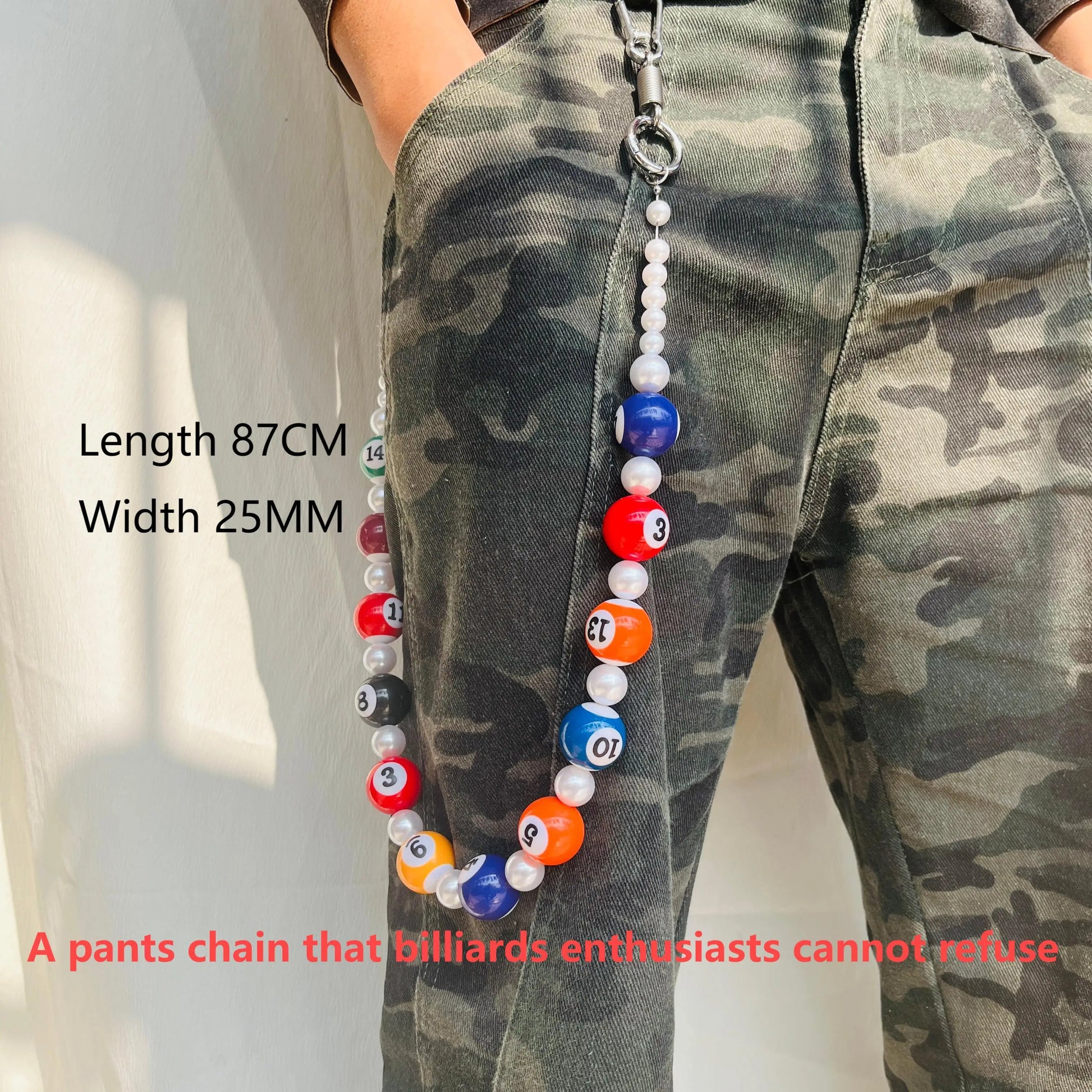 🎱🔥 Big Billiards Energy – Handmade Punk Trouser Chain 🖤🔗