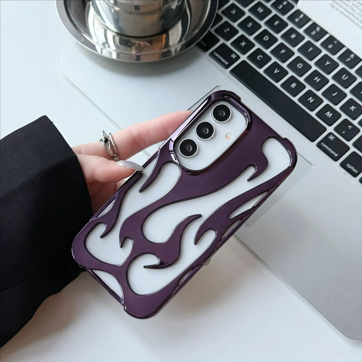 🔥⚡ 3D Flame Samsung Case – Hollow Shockproof Cover for Galaxy Ultra ✧ Bold Y2K Fire Aesthetic 🔥