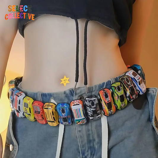 🚗🌈 Punk Car Charm Belt – Colorful Waist Chain for Statement Fits 🔗🔥
