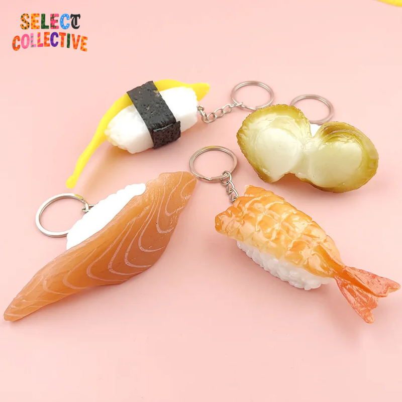 🍣🍙 Sushi Keychain ✧ Mini Japanese Food Charm — Salmon Nigiri & Onigiri Models 🎏 Y2K Bag/Car Pendant | Fun Gift”