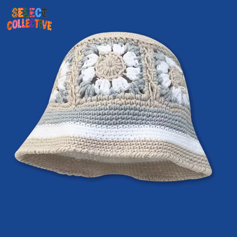  🔥 Crochet Chaos 🌼 Y2K Autumn/Winter Handmade Flower Bucket Hat 🧢✨