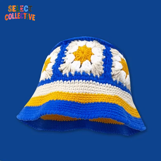  🔥 Crochet Chaos 🌼 Y2K Autumn/Winter Handmade Flower Bucket Hat 🧢✨