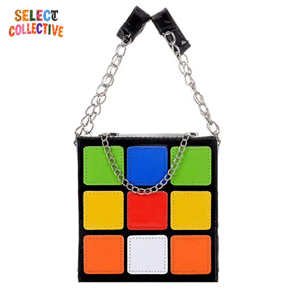 ✨👜 Chic Cubic Box Handbag – Designer-Style PU Leather Purse with Chain Strap 💎 Bold Mini Tote for Women