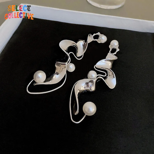 💎 925 Sterling Silver Weave Drops ✧ Irregular Dangle Earrings 🌊 Minimal Y2K Statement | Hypoallergenic Gift for Her 🎁”
