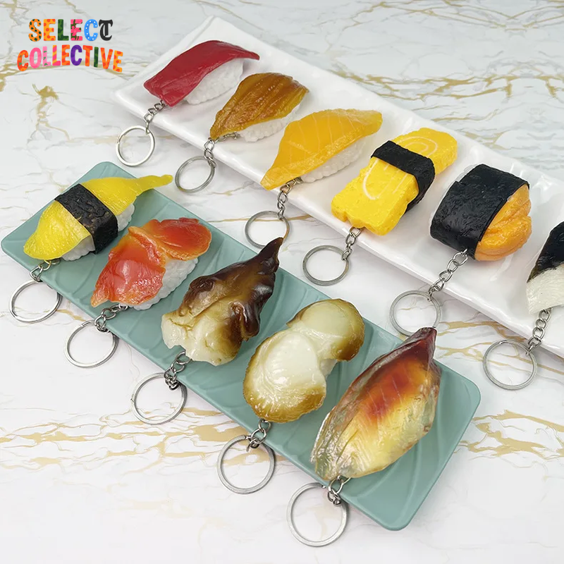 🍣🍙 Sushi Keychain ✧ Mini Japanese Food Charm — Salmon Nigiri & Onigiri Models 🎏 Y2K Bag/Car Pendant | Fun Gift”