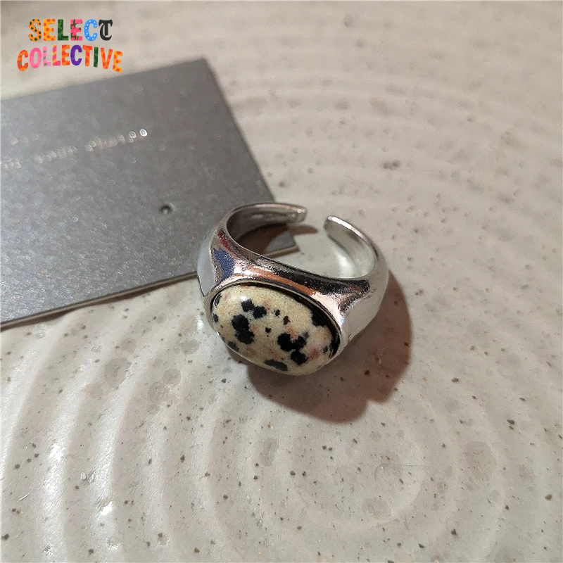 💎🌿 Vintage Tiger Eye Stone Ring – Irregular Silver Open Band ✨ Timeless Gemstone Jewelry for Women