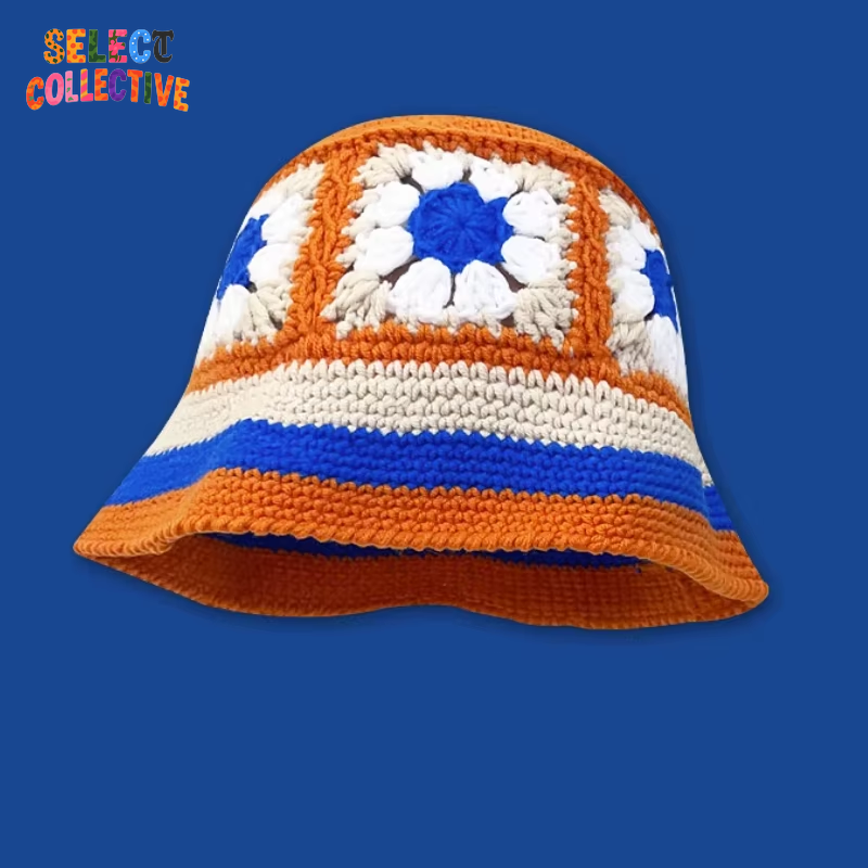  🔥 Crochet Chaos 🌼 Y2K Autumn/Winter Handmade Flower Bucket Hat 🧢✨