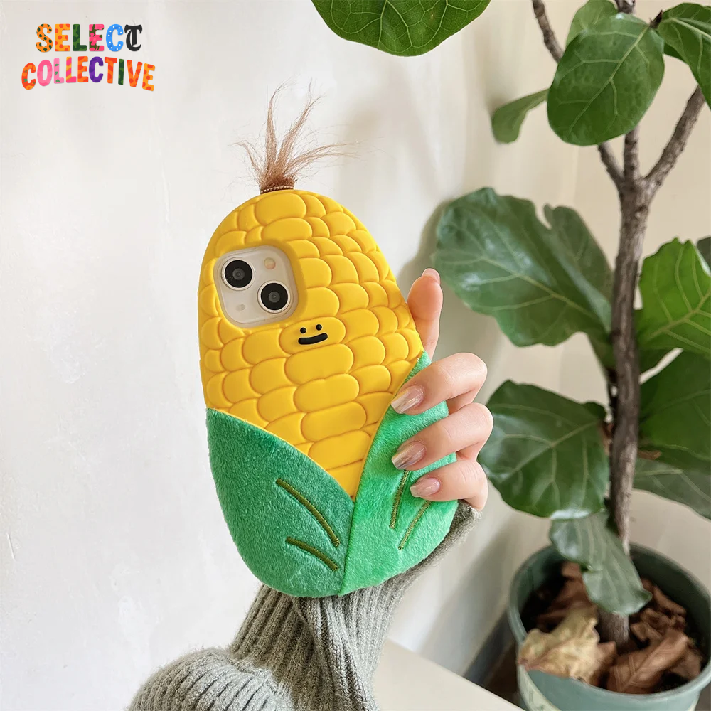 🌽3D Corn iPhone Case|Cute Y2K Veggie Cartoon Case 🥦✨ |