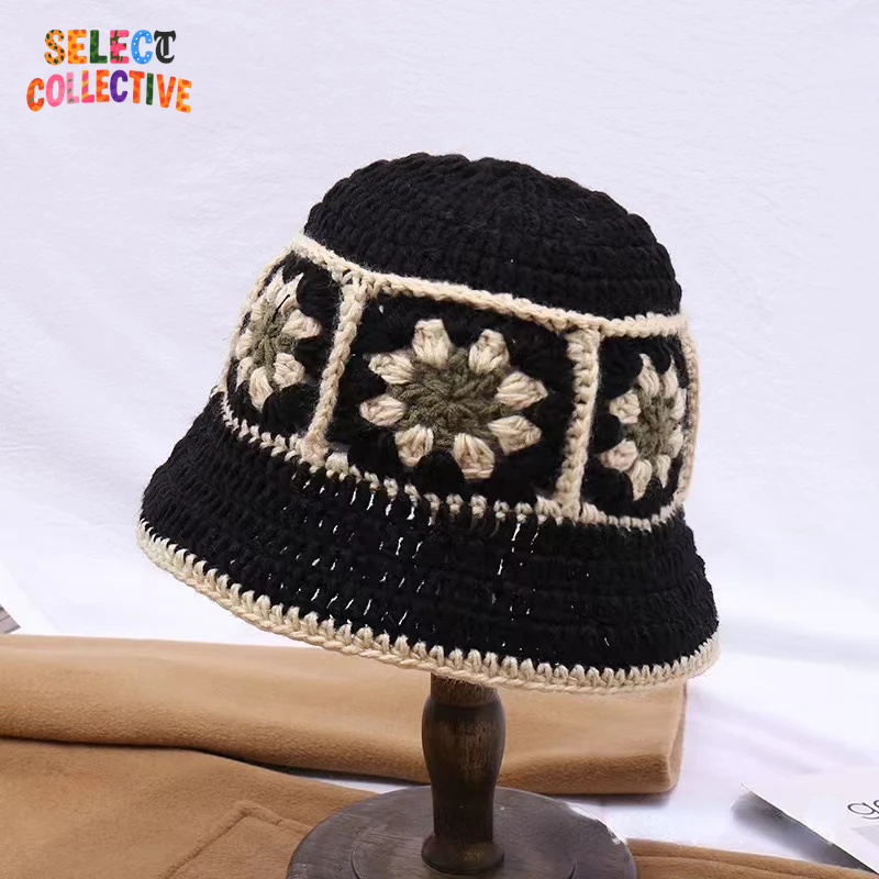  🔥 Crochet Chaos 🌼 Y2K Autumn/Winter Handmade Flower Bucket Hat 🧢✨