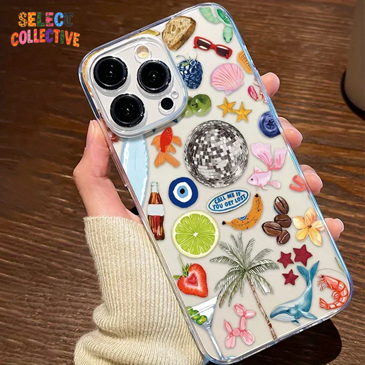 🍓🪐 | Colorful Vacation-Core Shockproof Cover for iPhone