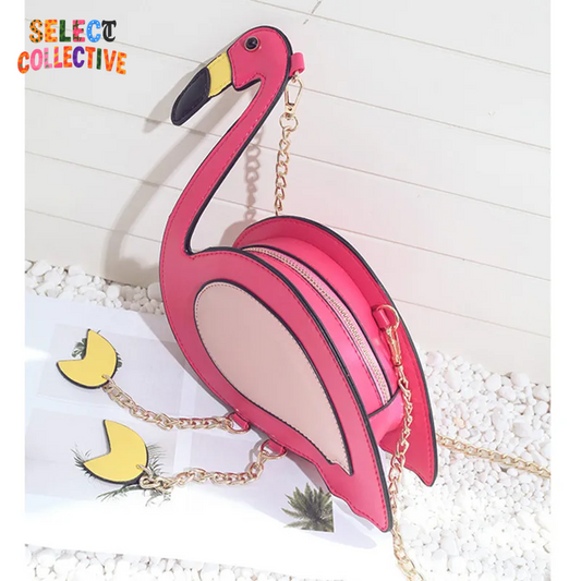 ⚡🦩 The Flamingo Moment – Quirky Chain Shoulder Bag, Bold Pink Purse 💎✨