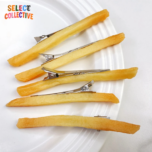 🍟✨ French Fry Hair Clips – Quirky Y2K Food-Inspired Barrettes for Girls & Women 💖 Funky Imitation Snack Hairpins
