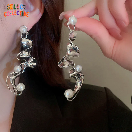 💎 925 Sterling Silver Weave Drops ✧ Irregular Dangle Earrings 🌊 Minimal Y2K Statement | Hypoallergenic Gift for Her 🎁”
