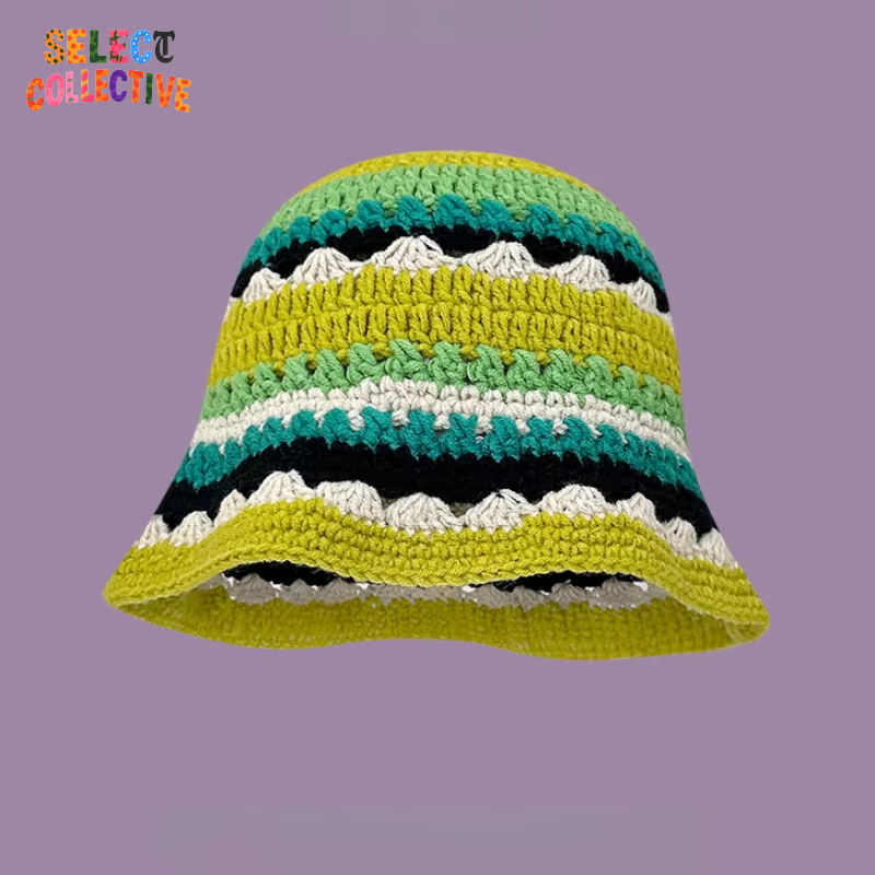  🔥 Crochet Chaos 🌼 Y2K Autumn/Winter Handmade Flower Bucket Hat 🧢✨