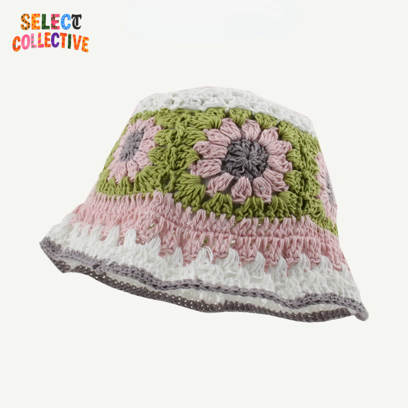  🔥 Crochet Chaos 🌼 Y2K Autumn/Winter Handmade Flower Bucket Hat 🧢✨