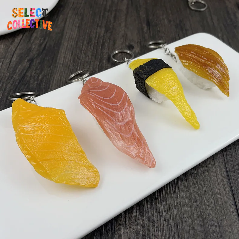 🍣🍙 Sushi Keychain ✧ Mini Japanese Food Charm — Salmon Nigiri & Onigiri Models 🎏 Y2K Bag/Car Pendant | Fun Gift”