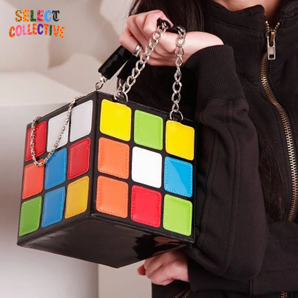 ✨👜 Chic Cubic Box Handbag – Designer-Style PU Leather Purse with Chain Strap 💎 Bold Mini Tote for Women