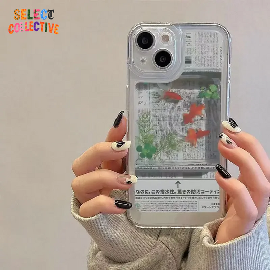 🐠📰✨ Newspaper Goldfish Illusion Phone Case for Samsung Galaxy 🖤📱🌊 – Aesthetic 3D Aquarium Vibes