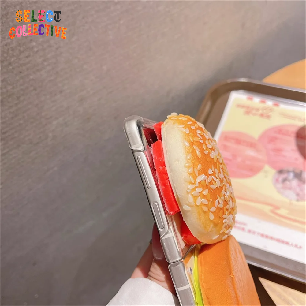 Snack Attack Style 🍔🔥 | Lifelike Hamburger Galaxy Z Flip Case with Chain Strap