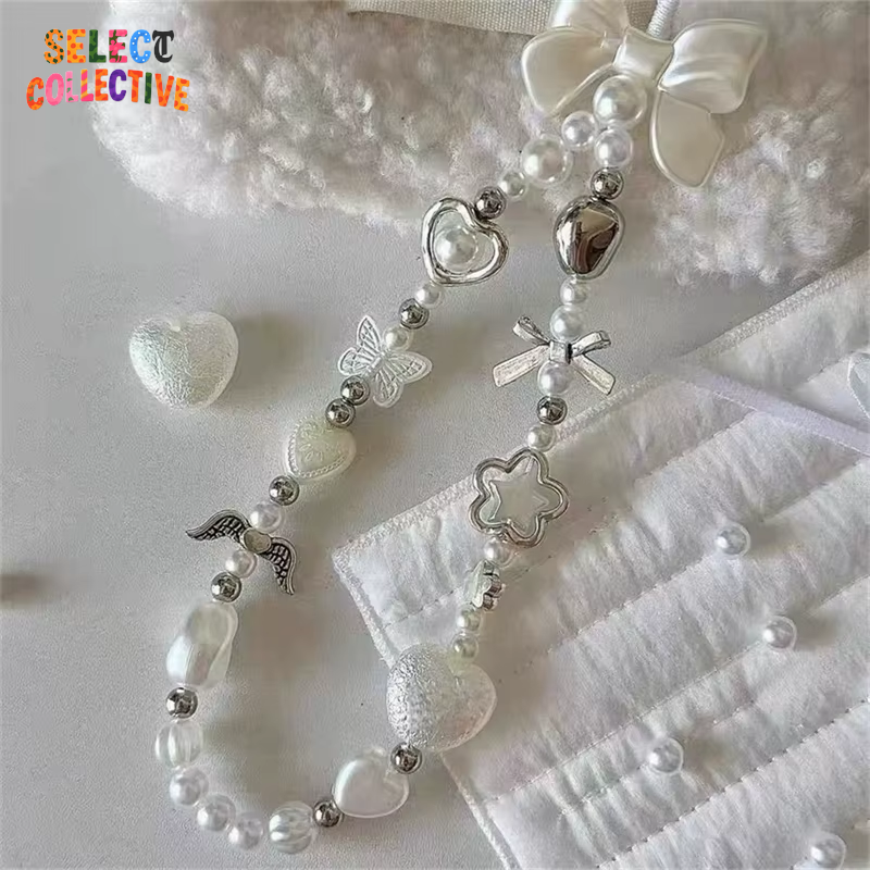 Coquette Bow Beaded Phone Charm 🎀💐 | Baroque Pearl & Flower Chain Lanyard for iPhone & Samsung | Feminine Phone Jewelry Pendant
