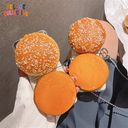 Snack Attack Style 🍔🔥 | Lifelike Hamburger Galaxy Z Flip Case with Chain Strap