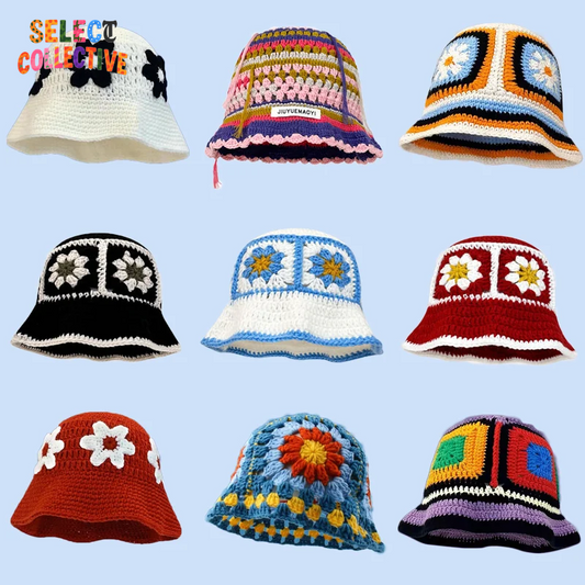  🔥 Crochet Chaos 🌼 Y2K Autumn/Winter Handmade Flower Bucket Hat 🧢✨