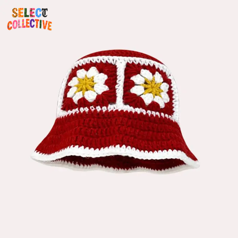  🔥 Crochet Chaos 🌼 Y2K Autumn/Winter Handmade Flower Bucket Hat 🧢✨