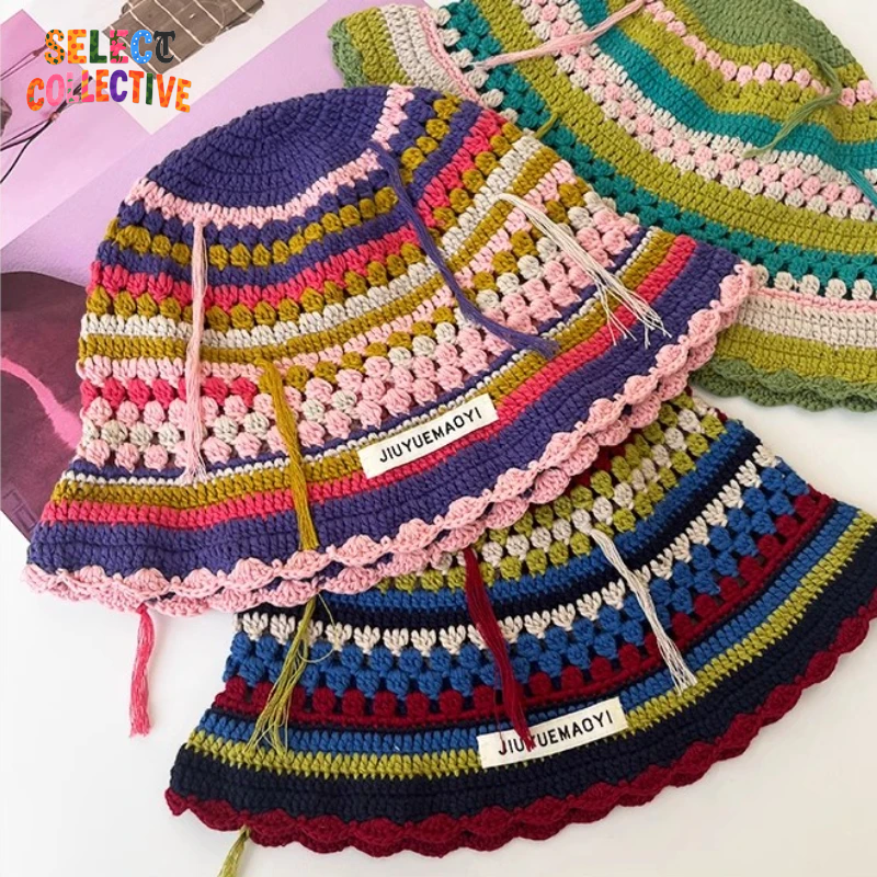  🔥 Crochet Chaos 🌼 Y2K Autumn/Winter Handmade Flower Bucket Hat 🧢✨
