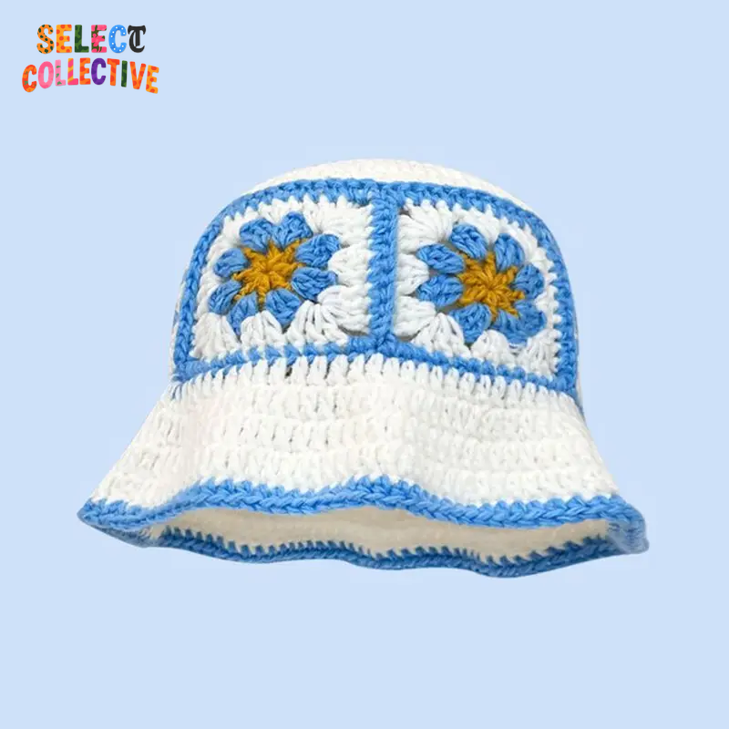  🔥 Crochet Chaos 🌼 Y2K Autumn/Winter Handmade Flower Bucket Hat 🧢✨