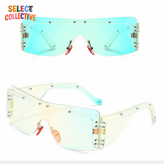 Women’s Designer Square Sunglasses 🖤🕶️ | Luxury Fashion Metal Rivet Shades for Chic Outdoor Style