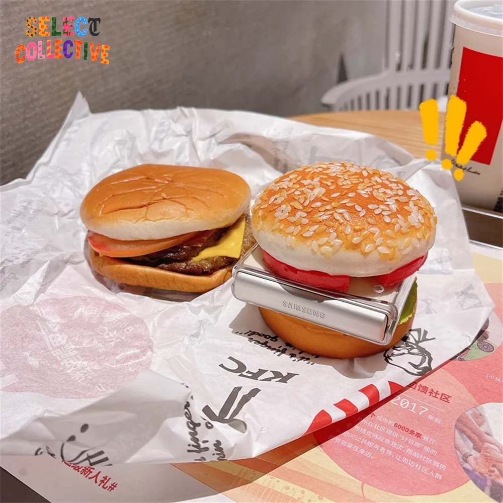 Snack Attack Style 🍔🔥 | Lifelike Hamburger Galaxy Z Flip Case with Chain Strap