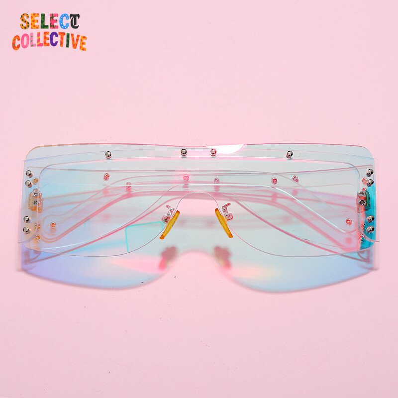 Women’s Designer Square Sunglasses 🖤🕶️ | Luxury Fashion Metal Rivet Shades for Chic Outdoor Style