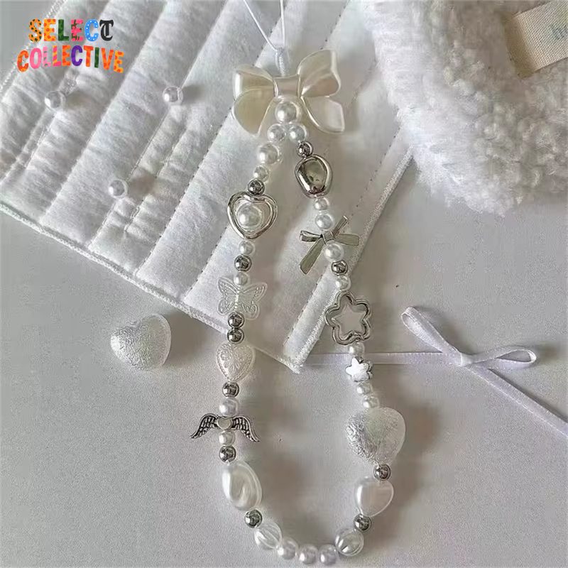 Coquette Bow Beaded Phone Charm 🎀💐 | Baroque Pearl & Flower Chain Lanyard for iPhone & Samsung | Feminine Phone Jewelry Pendant