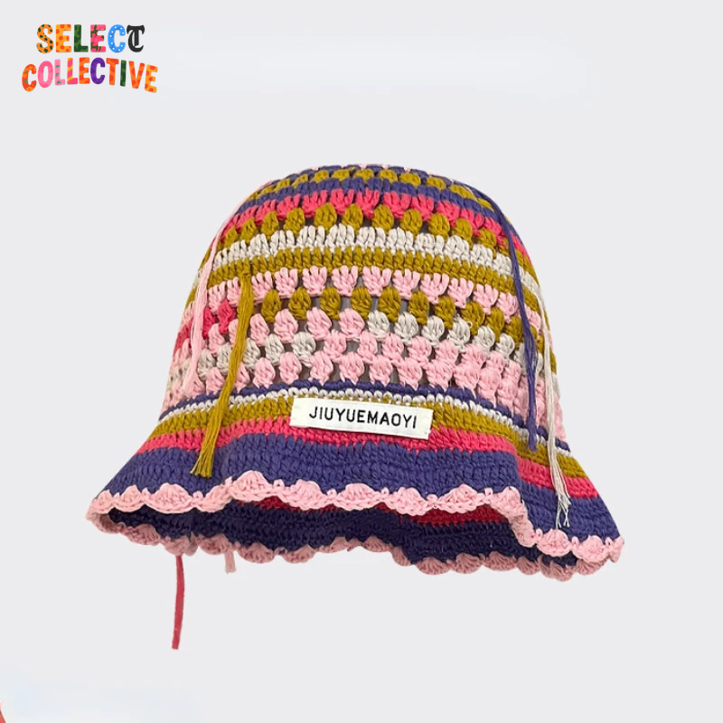  🔥 Crochet Chaos 🌼 Y2K Autumn/Winter Handmade Flower Bucket Hat 🧢✨