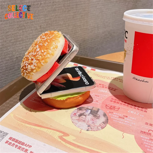 Snack Attack Style 🍔🔥 | Lifelike Hamburger Galaxy Z Flip Case with Chain Strap
