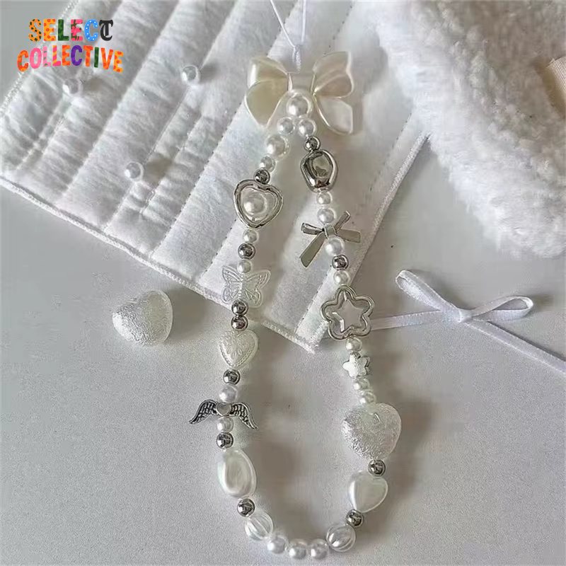 Coquette Bow Beaded Phone Charm 🎀💐 | Baroque Pearl & Flower Chain Lanyard for iPhone & Samsung | Feminine Phone Jewelry Pendant