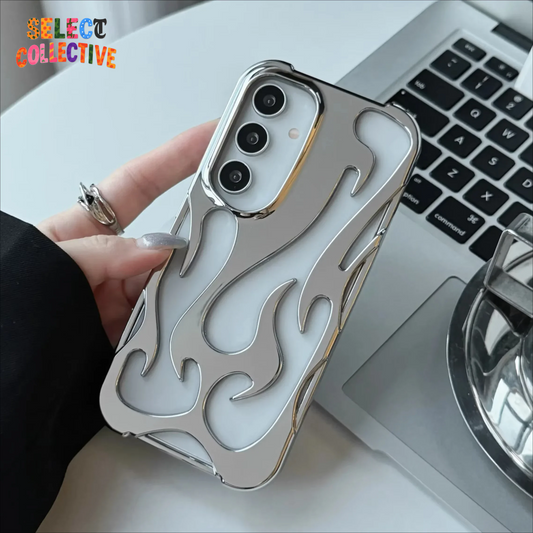 🔥⚡ 3D Flame Samsung Case – Hollow Shockproof Cover for Galaxy Ultra ✧ Bold Y2K Fire Aesthetic 🔥